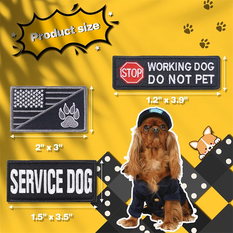 Custom Service Dog  Dog Vest Patches Removable Tactical Patches Embroidered Fastener Hook Loop Patch