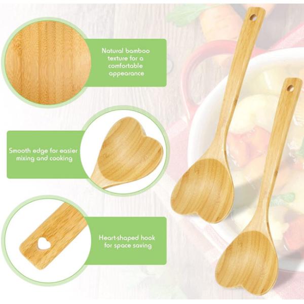 Деревянное сердце сформировало бамбуковую ложку выгравированную для варить ложку любов