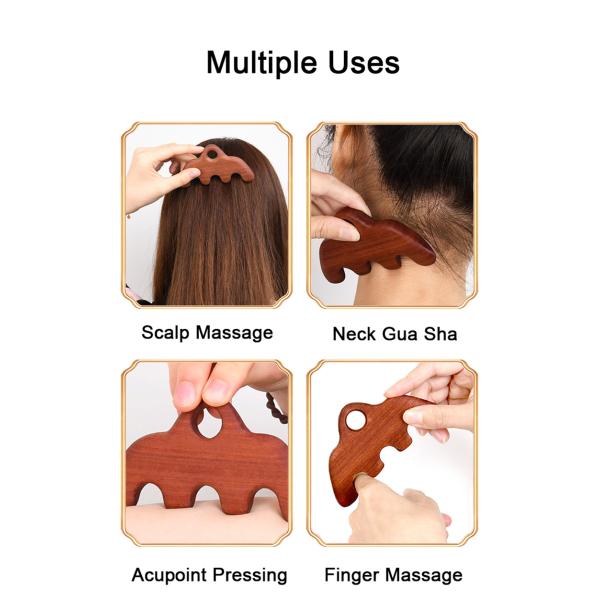 11.7*5.8cm Wooden Scalp Care Massage Comb Body Acupoint Pressing Massage Tool Meridian Dredging Gua Sha Massage Brush