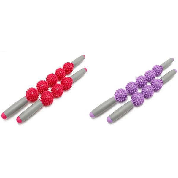 Light Blue 54cm Slipfree Massage Roller Ball Stick 3 Ball Eco Friendly PP Material