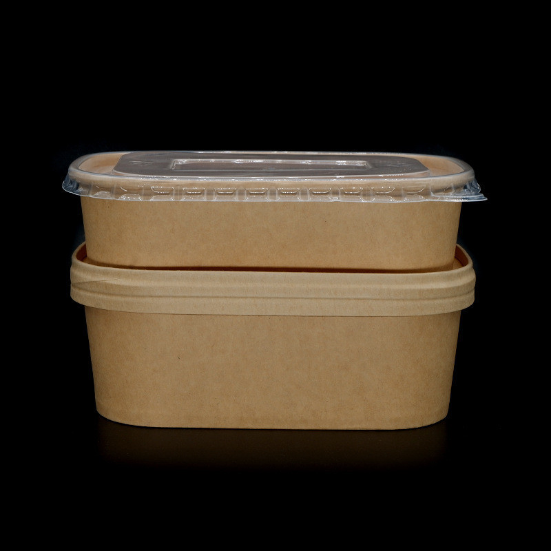 Disposable Salad Bowl and Burger Kraft Paper Box with Paper Lid in Different Size