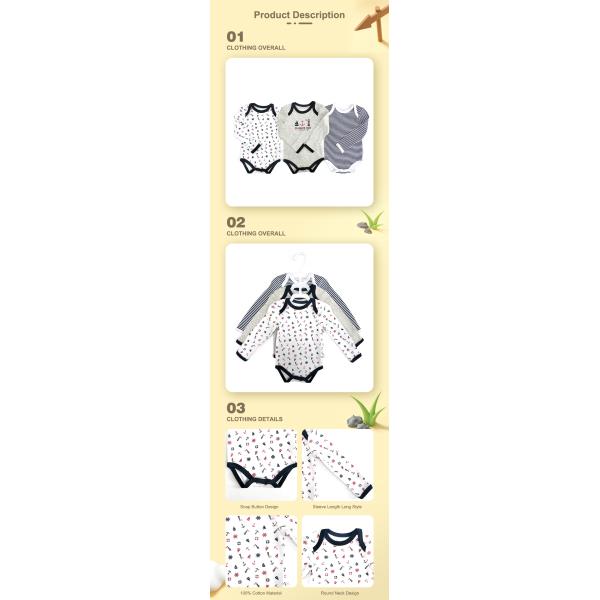 Unisex Snap Button Closure Organic Cotton Infants Long Sleeve Bodysuit Baby Clothes Romper