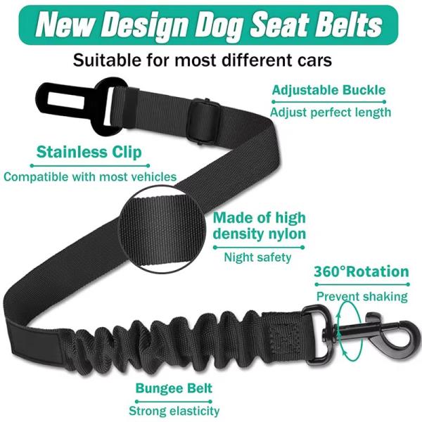 Safety Adjustable Dog Seat Belts Custom Logo Dog Car Seat Belts Stretchable