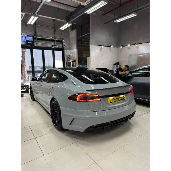 PD Style Tesla Model Body Kit Front Rear Bumper Side Skirt Diffuser Spoiler Black