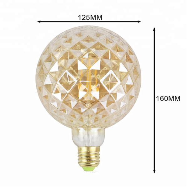 Retro Led Vintage Filament Bulb Amber 8w Classic G95 G125  E27 Dimmable