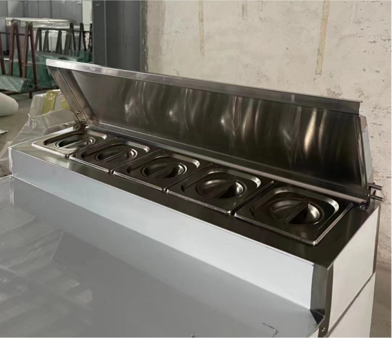 Stainless Steel Pizza Prep Table Restaurant Sandwich Prep Refrigerator