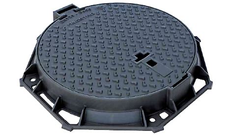 Ronda con bisagras de la cubierta de boca del arrabio del pavimento dúctil con la fijación del sistema