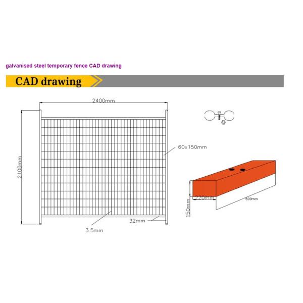 Powder Coated Red Construction Site Fencing Panels 6'x9.5' Mesh 50mm*100mm diameter 2.5mm wall thick 1.00mm