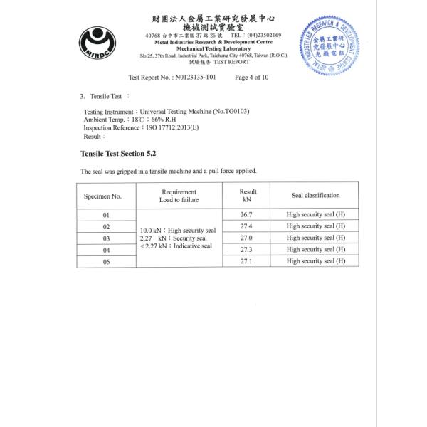 High Security Truck Container Bolt Seal High Tensile Strength Laser Printed