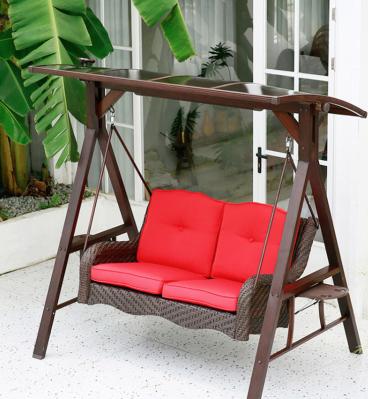 Metal Frame 2 Seater Garden Swing Chair With Awning And LED Light