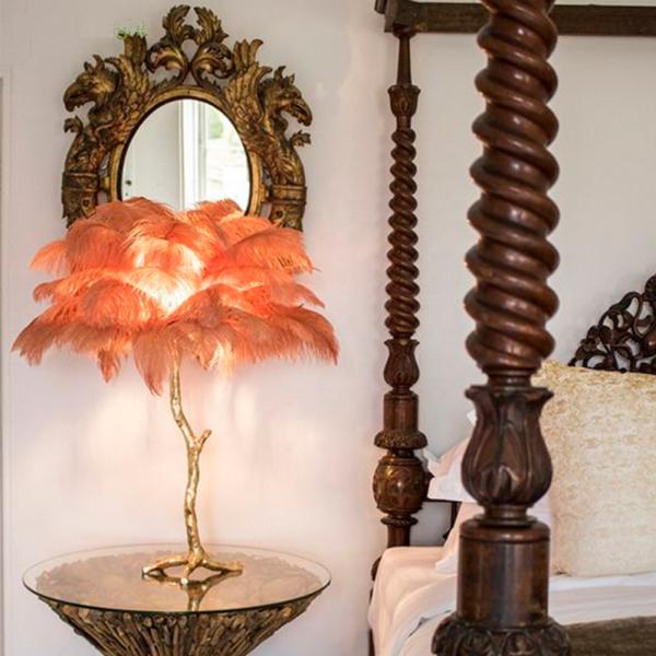 Remote Control 220V Led Ostrich Feather Table Lamp