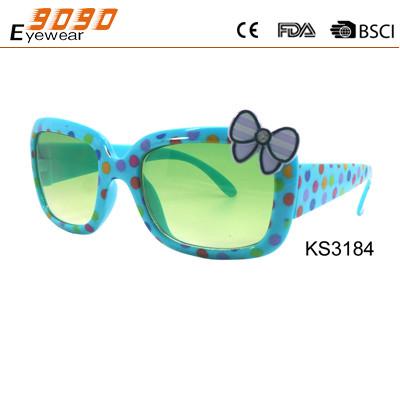 Cute Girl's Sunglasses, Plastic Frame with pink bow , Polycarbonate Lenses