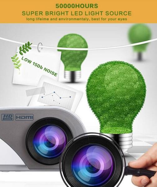 1200 Lumens 800x480 HDMI/AV/VGA/USB Input LED Video Projector HD Home Theater Projector
