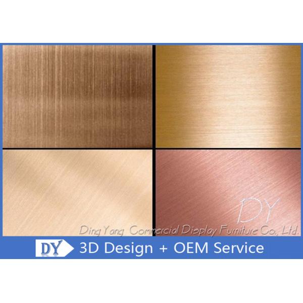 Rose Gold Stainless Steel Frame Jewelry Display Cases With MDF Cabinet
