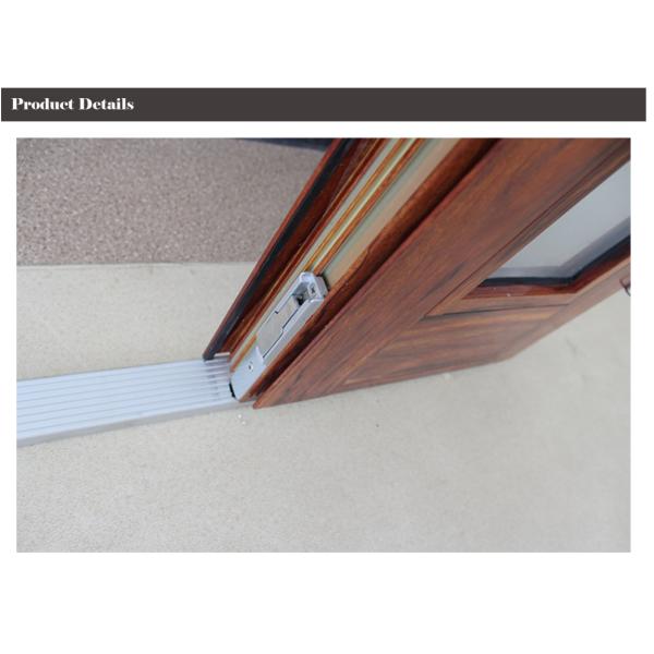 Single Leaf 6063 Aluminum Swing Doors Wood Surface Waterproof 8mm Hollow Glass