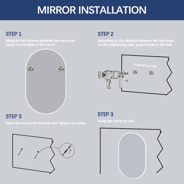 IP54 Oval LED Bathroom Mirror , Decorative Smart Acrylic Bathroom Mirror
