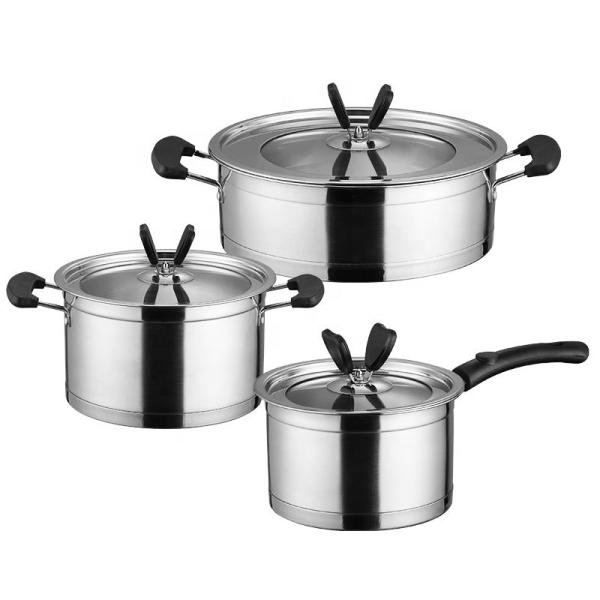 New Design Cooking Set 6 Piece Kitchen Cookware 18/8 Stainless Steel Pans And Pots Set