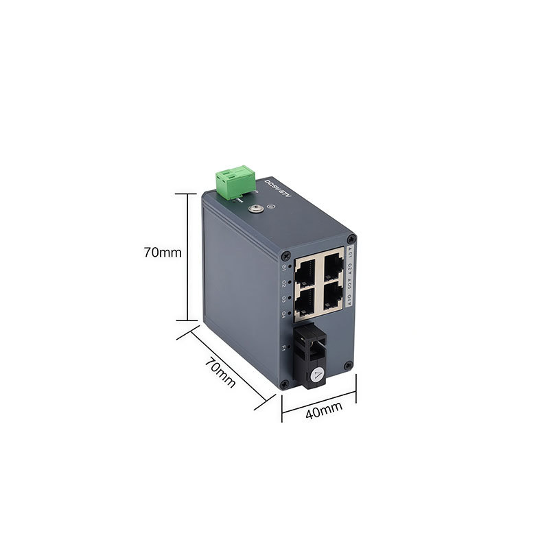 Industrial Mini Gigabit Fiber Ethernet Switch 1 Fiber 4 RJ45 Ports 1000Mbps Network Switch