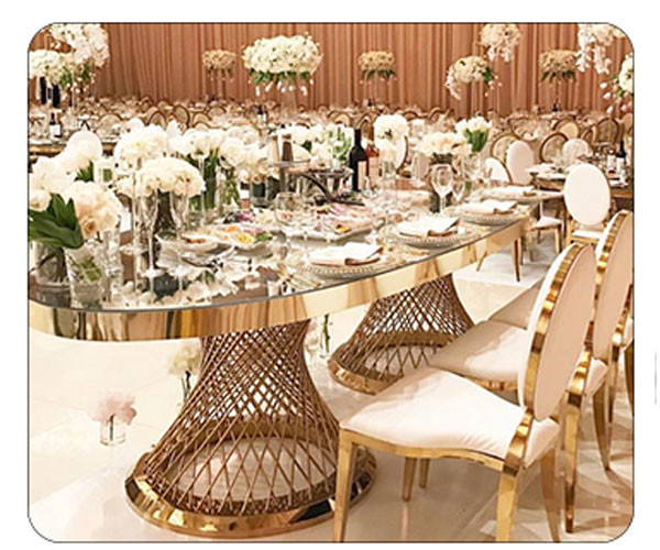 dessus élégant se pliant rond portatif en verre d'acier d'or de fantaisie de Tableau de banquet de 72