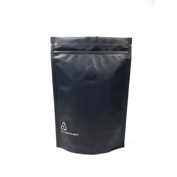 Полностью Recyclable чернота 500g стоит вверх мешок с Recyclable молнией и клапаном