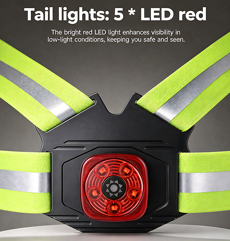 IPX4 Waterproof Chest-Mount Work Light with Dual-Light Source and Reflective Strap for Hands-Free Night Work