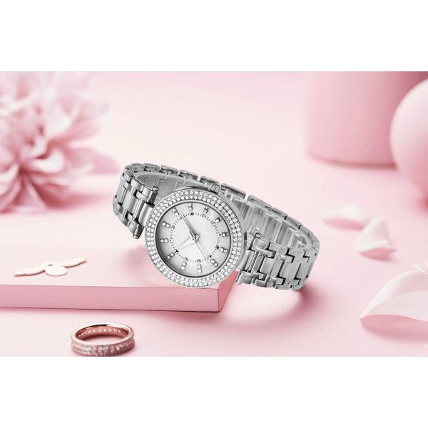 Дозор диаманта дам движения кварца наручных часов золота PVD медный