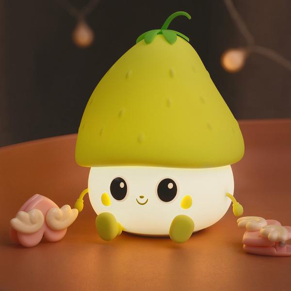 Night Light For Kids Cute Silicone Nursery Strawberries Lamp For Baby And Toddler Kawaii Bedside Timer Lamp For Kid Room