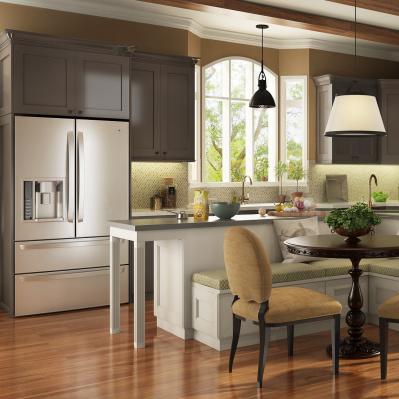 White & Grey Wooden Traditional Kitchen Units Built In Pantry Scandinavian Style