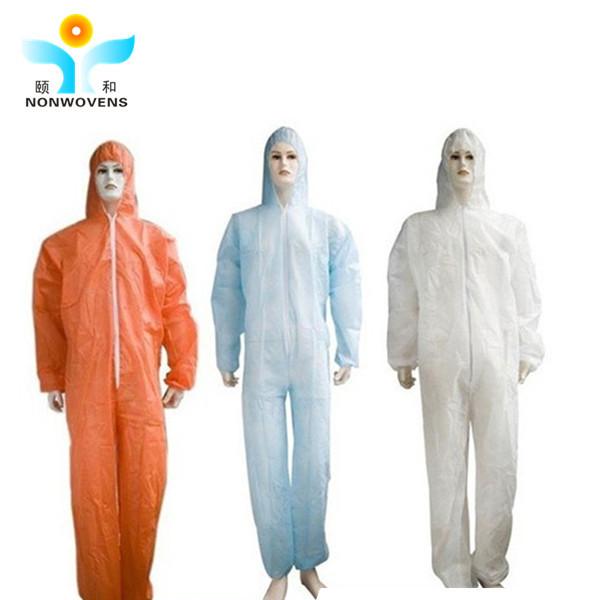 55gsm PP SMS Non Woven Protective Coverall Hooded Disposable Protective Suit For Industry Dustproof
