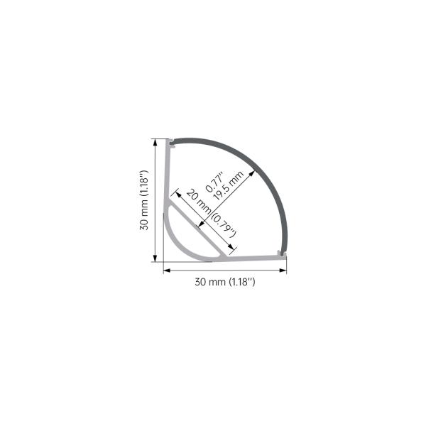 6063 Aluminium Alloy LED Strip Aluminium Profile with 90° Corner Installation and Sandblasting Oxidation