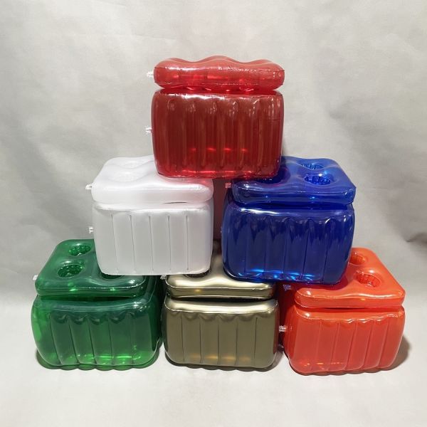 Inflatable Floating Ice Cooler with Lid, Customizable PVC Pool Drink Cooler with Cup Holders for Summer Parties, OEM ODM Supported Customizable Inflatable Floating Cooler with Lid, PVC Pool Ice Bucket