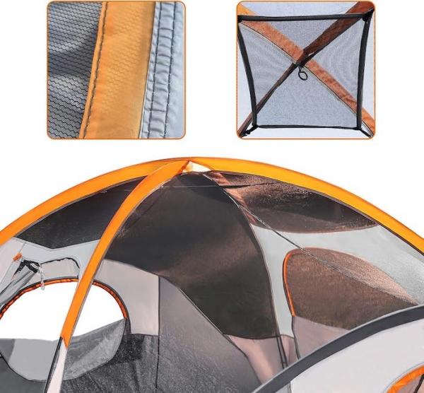 4.57*2.74*1.78M 8-Person Outdoor Double Layer Grey Waterproof Coated Polyester Camping Tent For 3-Season Activities