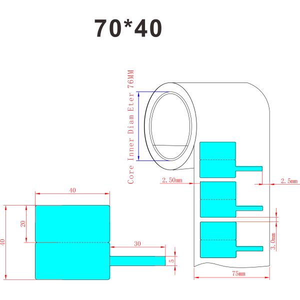 70x40mm Cable Adhesive Label 1.5mil Blue Matte Water Resistant Synthetic Paper Cable Label