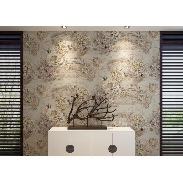 Ретро преимущество рельефные виниловые обои, светло-фиолетовый цветочный узор обои