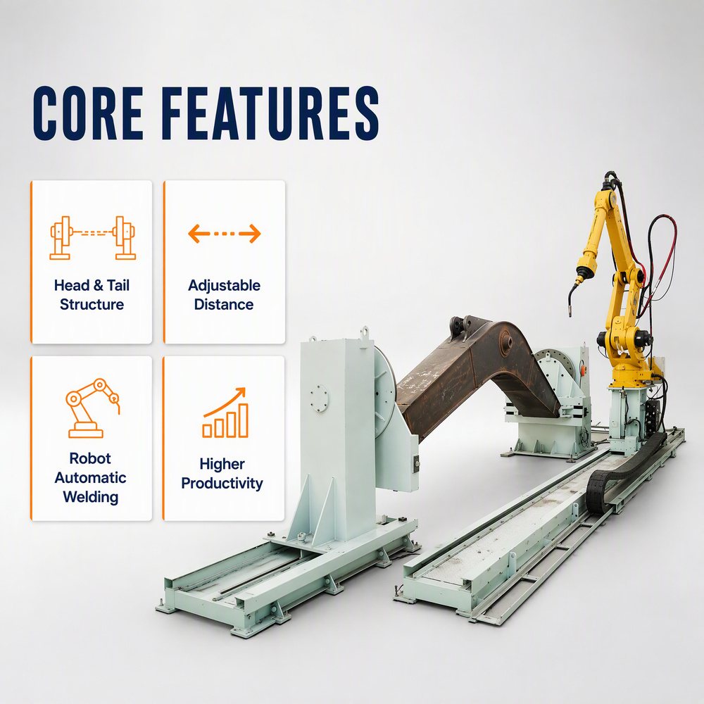Robotic Welding Workcell | Heavy Duty Head Tail Positioner for Construction Machinery Automatic Welding