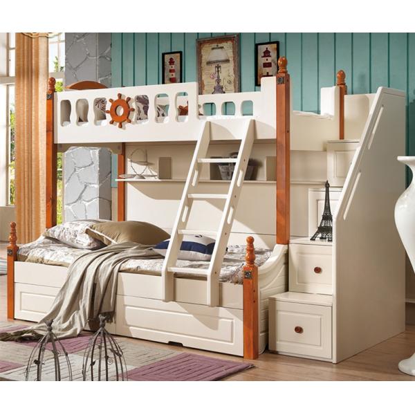 Mediterranean Style Kids Furniture Wooden Storage Children Bunk Bed