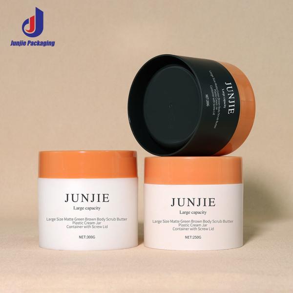 Luxury White Plastic Cosmetic Jars 200g 250g 300g Body Scrub Double Wall Plastic Jars