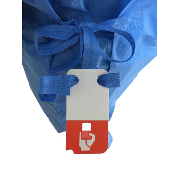 Disposable Reinforced  Sterile nonwovent Surgical Gown with knif cuff ,tie waist .magic tape.with hang card