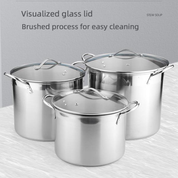 Good Selling 18/8 Stainless Steel Soup Pots Multi-user Stew Pots Cooking Pots With Binaural Handle