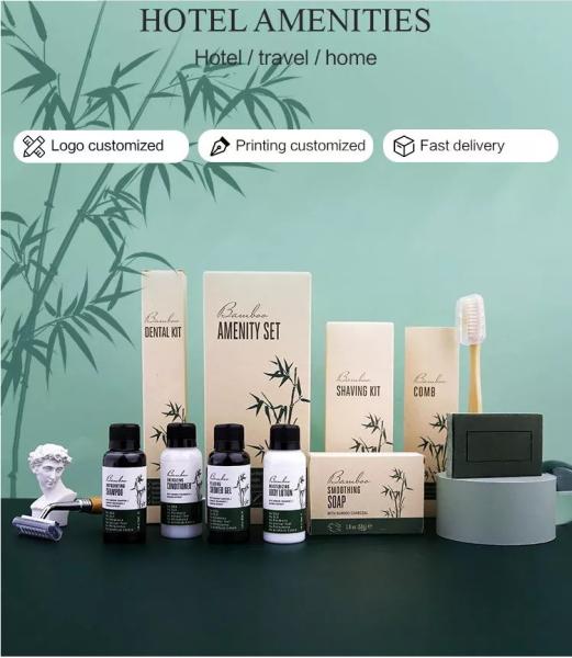 Disposable Eco Friendly Hotel Amenities , Luxury Hotel Toiletries Kit Toothbrush Shower Gel Shampoo
