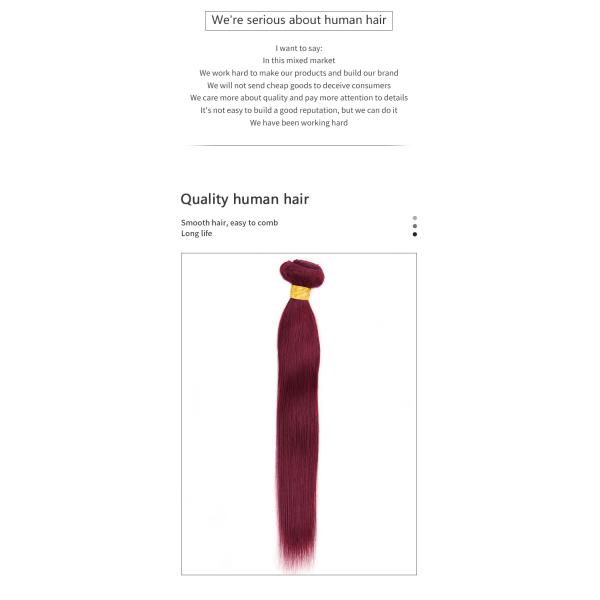 Straight 99j 12inch Colored Human Hair Bundles For Birthday And Wedding