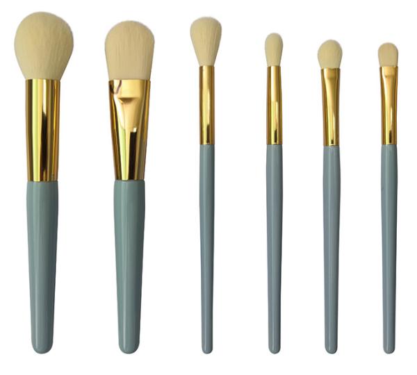 6pcs Glossy Aluminum Ferrule Essential Makeup Brush Set For A Variety Of Face Looks