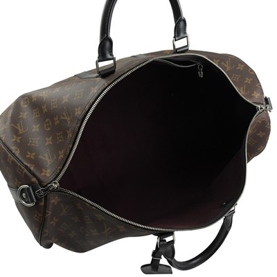 Makassar покрыл холст LV Keepall BandoulièRe 55 Louis Vuitton M56714