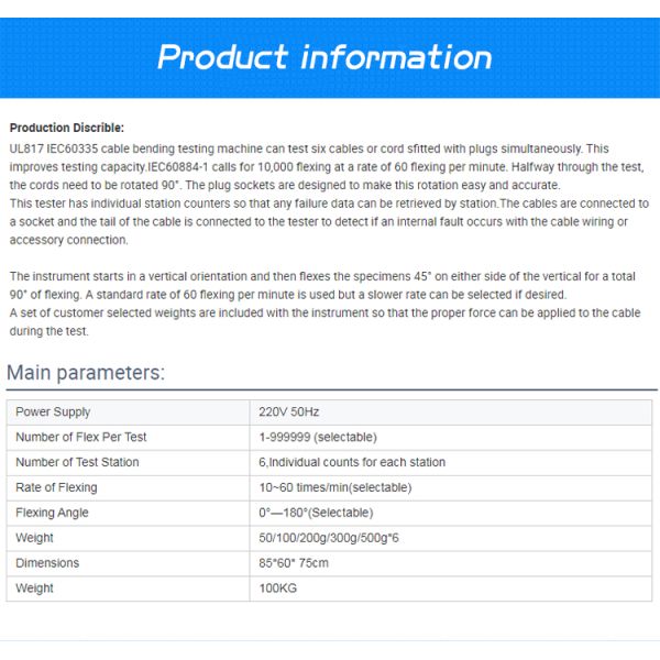 Wire Cable Bending Fatigue Testing Machine