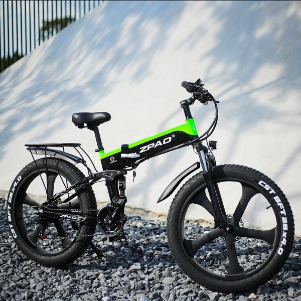 Folding Full Suspension Fat Tire Electric Bike 1000W 48V 26*4.0 Snow Tire Disc Brake
