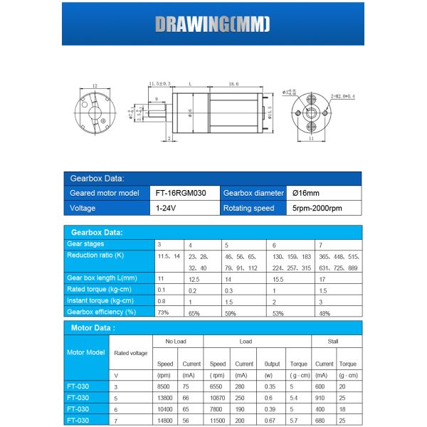 High Quality Mini Slow Speed Motor DC Spur Gear Motor Model FT-16RGM030 for Home Appliance