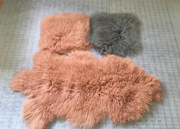 Genuine Long Hair Mongolian Sheepskin Throw Pillows Snow White 18x18