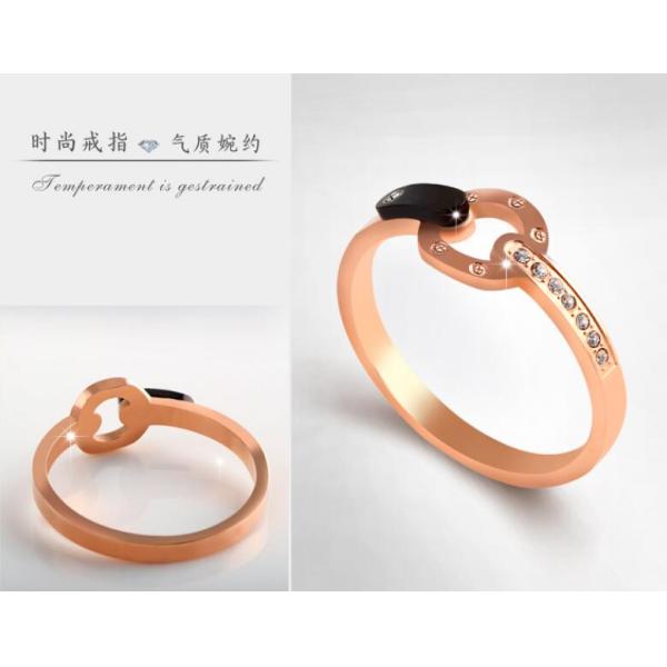 Fashion Rose Gold and Diamond Ring Stainless Steel Jewelry 316L Zircon Ring