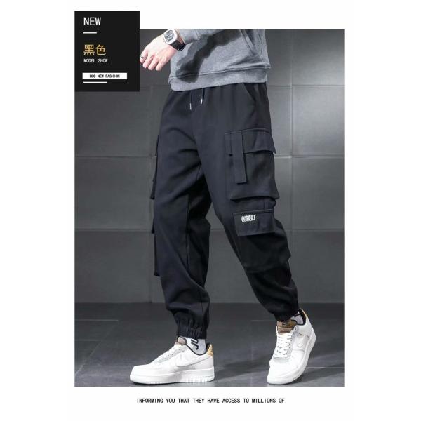XMAMLON Custom Logo Men's Cargo Pants with Drawstring Waist and Polyester/Cotton Fabric