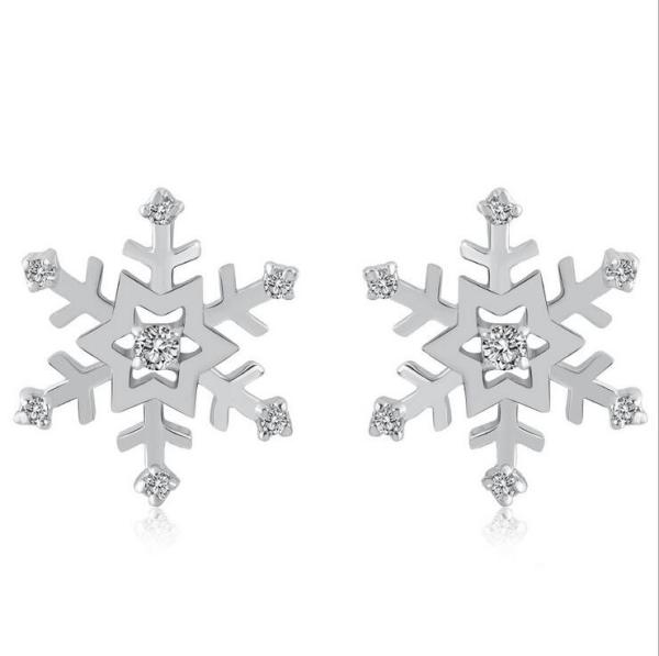Christmas gift dainty jewelry fashion ear piercing jewelry crystal stainless steel snowflake earrings